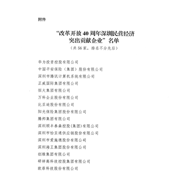 喜讯，jc710公海赌船供应链荣获“改革开放40周年深圳民营经济突出贡献企业”称号  